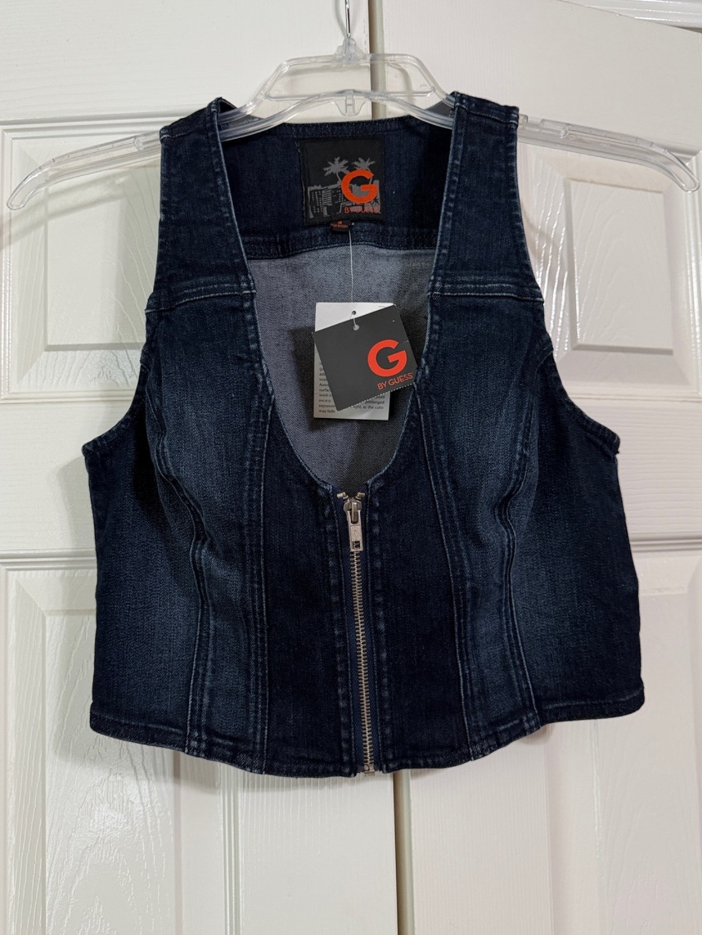 NWT! G by GUESS Size Small Dark Wash Denim Zip Front Vest